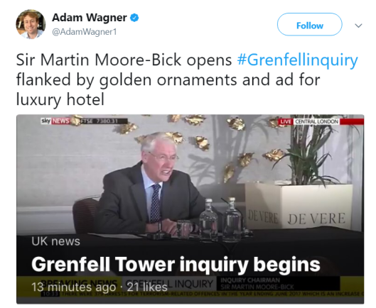 Grenfell Inquiry held in Conservative Party supporting luxury hotel group