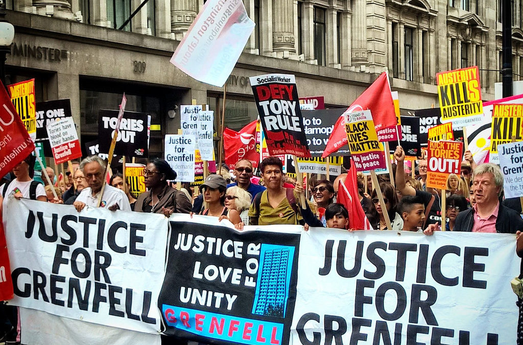 London Grenfell disaster solidarity march, 14 March